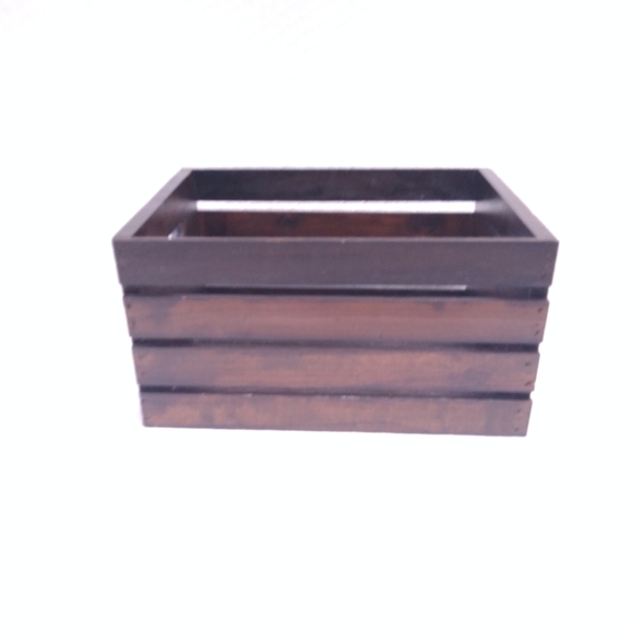 Espresso Stained Wood Slatted Crate - Picture 3 of 6